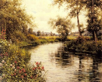  Aston Galerie - Blumen in der Blüte von einem Fluss Landschaft Louis Aston Knight